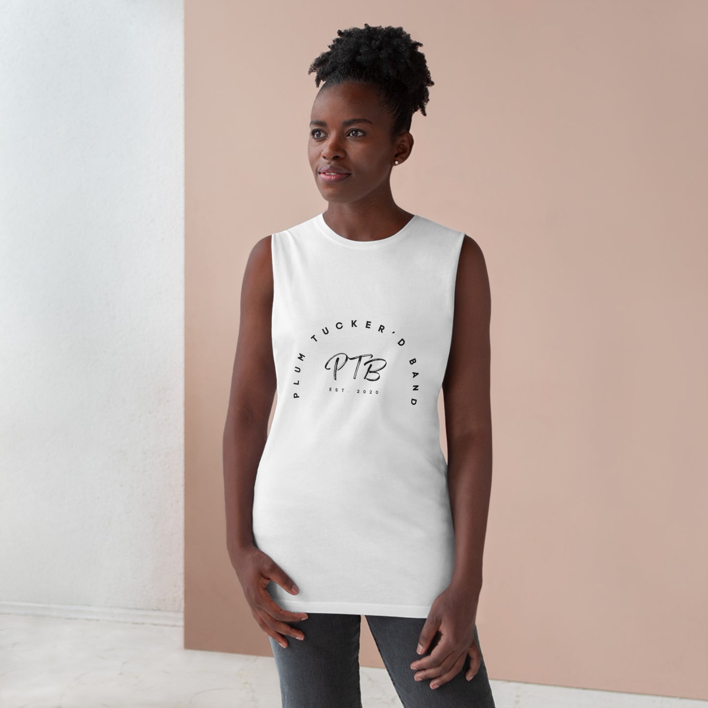 Plum Tucker'd Band Unisex Barnard Tank